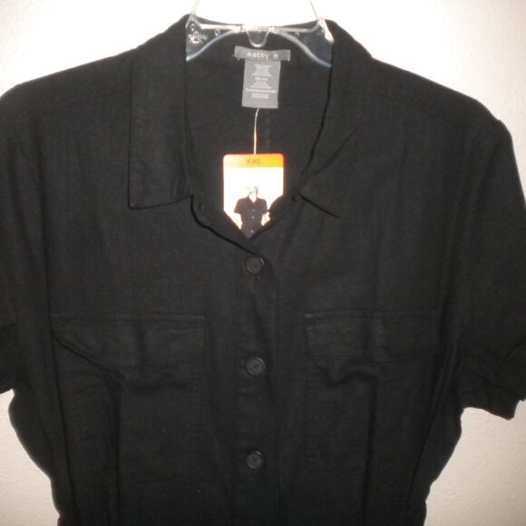 Matty M Women's Plus Size XXL Black Linen Blend Shorts Romper NWT - Picture 3 of 5